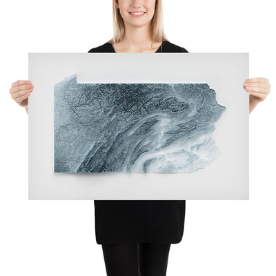 Topografische 3D-Reliefkarte von Pennsylvania 