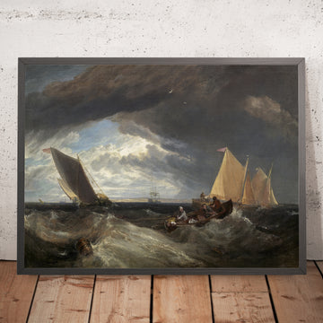 Una imagen enmarcada de La confluencia del Támesis y el Medway, de Turner, 1807