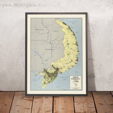 Old CIA Map of Vietnam, 1973: Saigon, Da Nang, Mekong Delta, Central Highlands, South China Sea