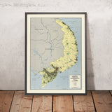 Old CIA Map of Vietnam, 1973: Saigon, Da Nang, Mekong Delta, Central Highlands, South China Sea