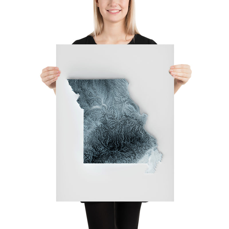 Carte topographique en relief 3D du Missouri 