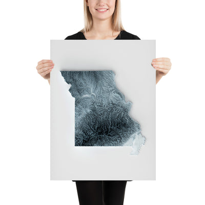 Carte topographique en relief 3D du Missouri 