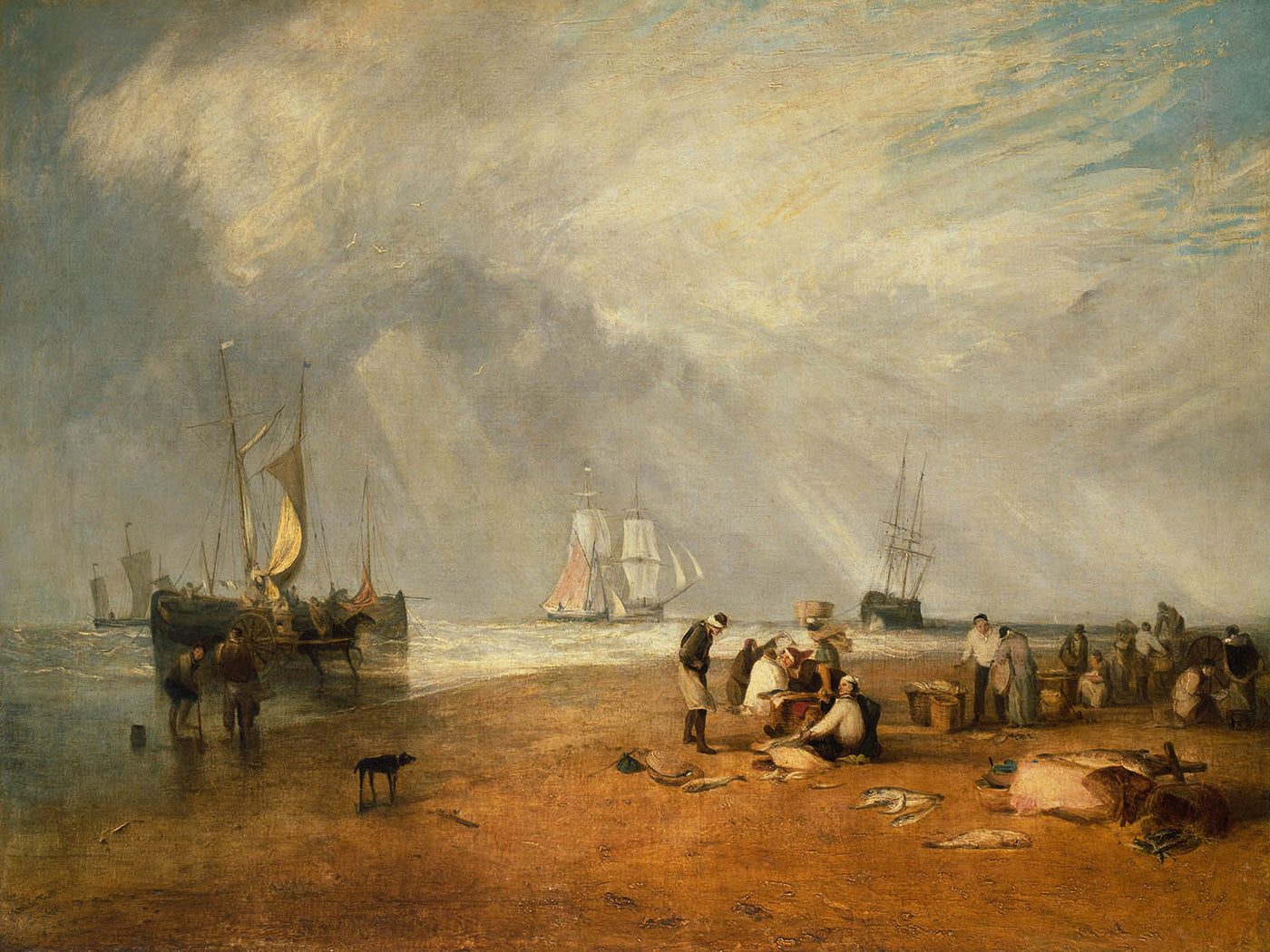 The Fish Market at Hastings Beach by Turner, 1810