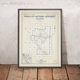 Mapa antiguo del Monumento Nacional Pinnacles, California, 1940: Bear Gulch, Chalone Pk, Table Mtn 
