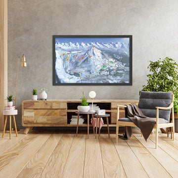 A framed image of Le Grand-Bornand, France in the style of a simple and modern golf course map