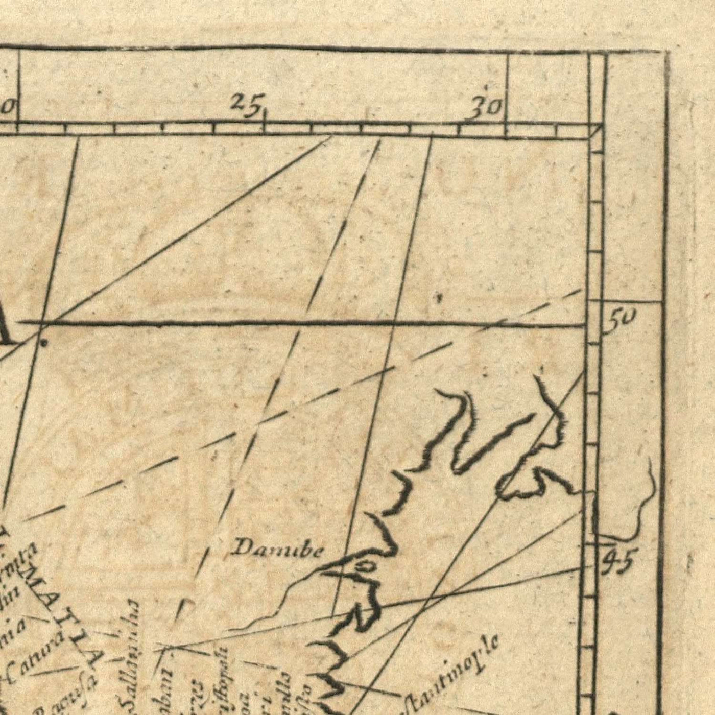 Alter Atlantischer Ozean Seekarte von Mount, 1766: Küsten, Kurslinien, Kompassrose 