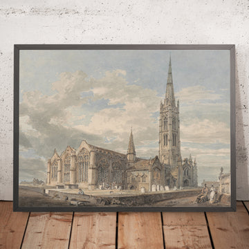 Una imagen enmarcada de North East View of Grantham Church Lincolnshire de Turner 1797