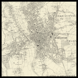 Carte ancienne personnalisée de Worcester 