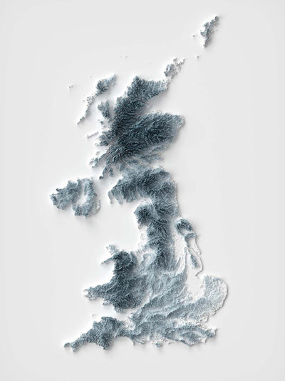 United Kingdom Topographic 3D Relief Map