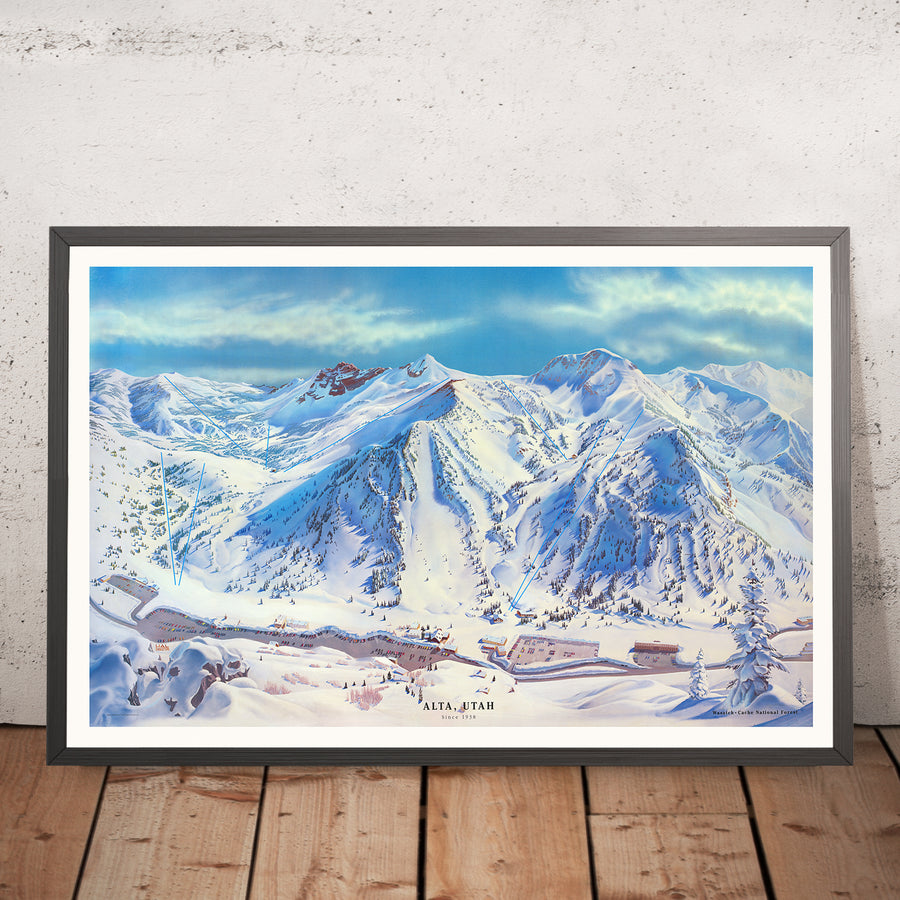 A framed image of Alta, Utah Since 1938 by Hal Shelton, 1970