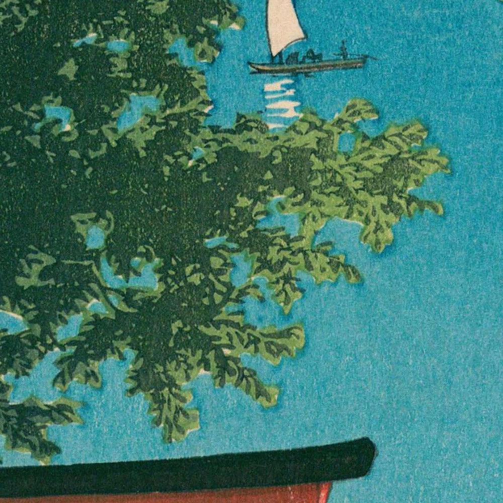 Chuzenji Temple and Beach at Utagahama by Hasui Kawase, 1935