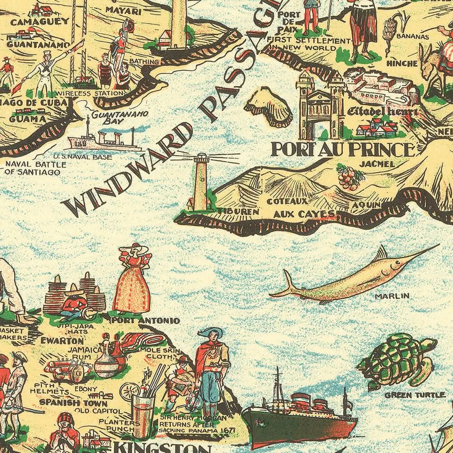 Mappa Pittorica Antica dei Caraibi, 1936: L&