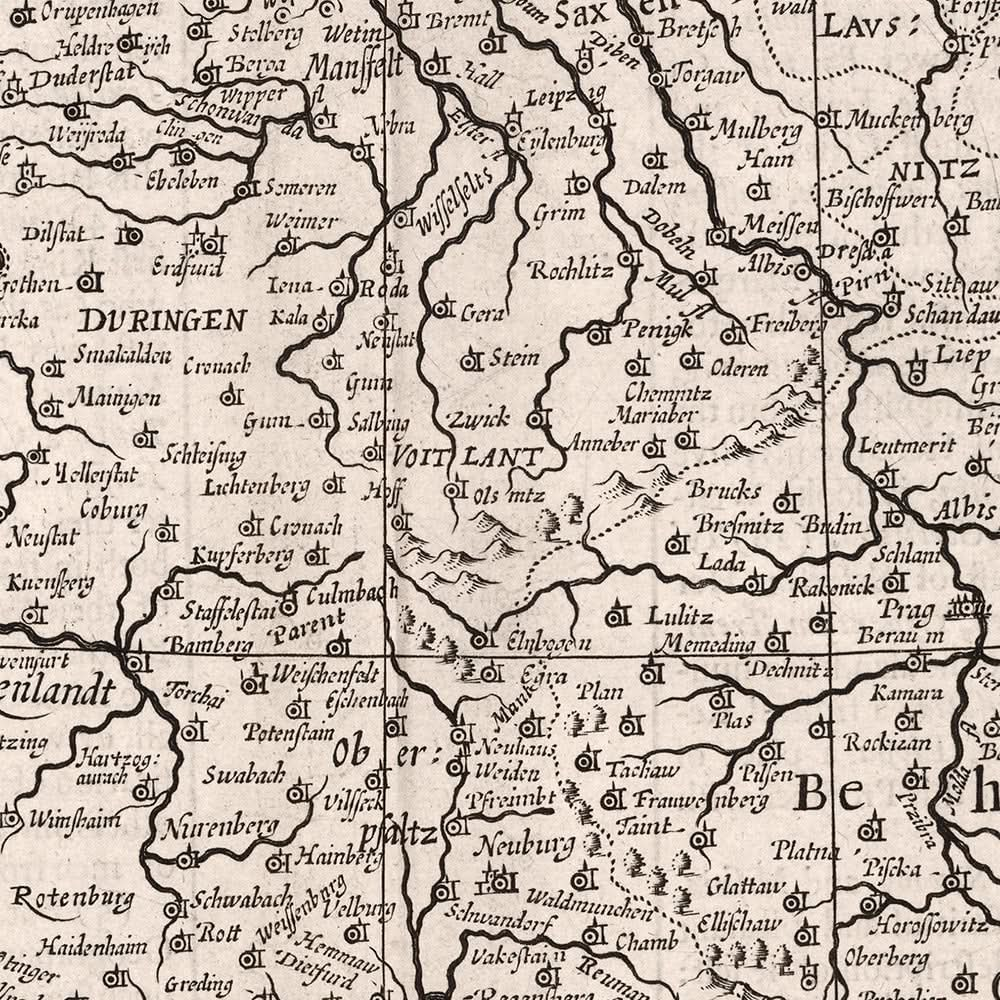 Mapa antiguo de Alemania de Speed, 1626: Berlín, Hamburgo, Múnich, Mar del Norte, Mar Báltico