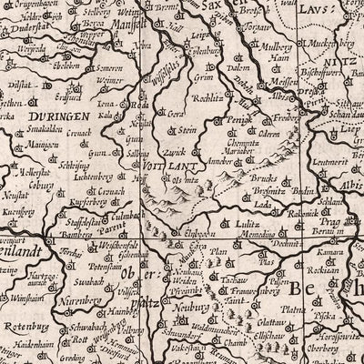 Old Monochrome Map of Germany by Speed, 1626: Berlin, Hamburg, Munich, North Sea, Baltic Sea