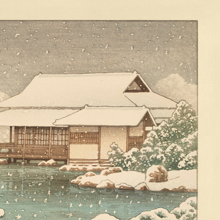 Neige au parc Kiyosumi par Hasui Kawase 1935 