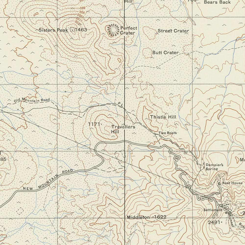 Alte Karte von Ascension Island, 1964: Green Mountain, Georgetown, Straßen, Topographie, Ordnance Style