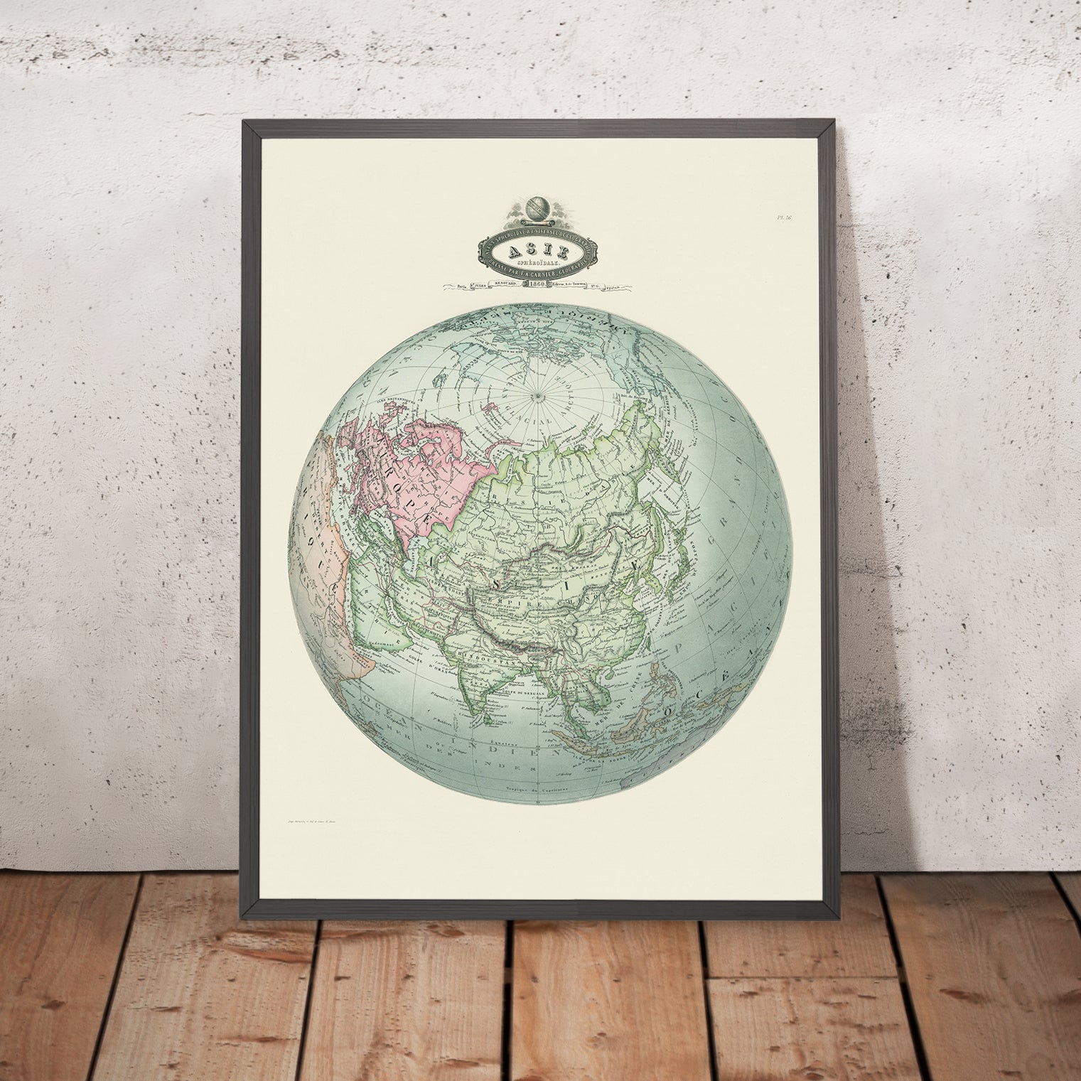Old Spherical Map of Asia by Garnier, 1860 – The Unique Maps Co.