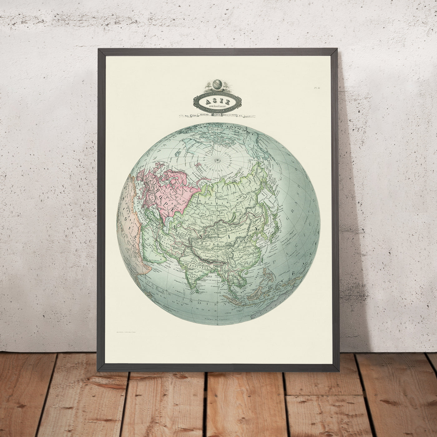 First Spherical Map Old Spherical Map of Asia by Garnier, 1860 – The Unique Maps Co.