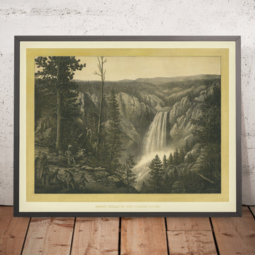 Una imagen enmarcada de Great Falls del Yellow-Stone de Kurz & Allison, 1885