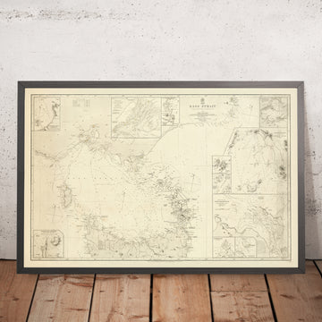 Vecchia carta nautica dello Stretto di Bass di Stokes, 1844: Australia, Tasmania, Porto Dalrymple, Isola King 