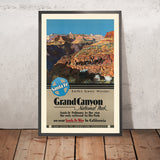 Affiche de voyage du parc national du Grand Canyon : merveille panoramique de la Terre par Santa Fe Railway 