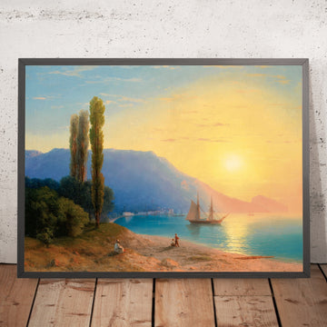 A framed image of Sunset Over Yalta by Ivan Konstantinovich Aivazovsky, 1861