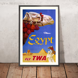 Cartel de viaje de Egipto: Fly TWA de David Klein, 1960 