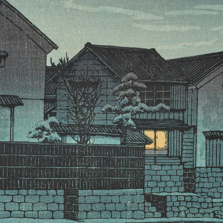 Luna brumosa en Matsue en Izumo por Hasui Kawase 1935 