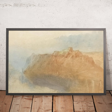 Ein gerahmtes Bild von The Fortress Of Ehrenbreitstein From Across The Rhine (auch bekannt als The Citadel of Ehrenbreitstein) von Turner, 1817