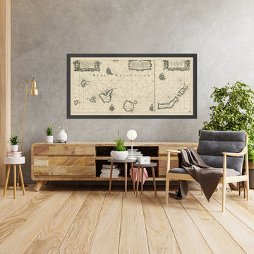 Antica carta nautica delle Isole Canarie di Blaeu, 1608: Lanzarote, Tenerife, Gran Canaria 