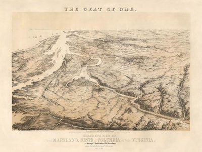 Der Kriegsschauplatz, Vogelperspektive eines Teils von Maryland, Distr. Columbia und eines Teils von Virginia, von John Bachmann, 1861