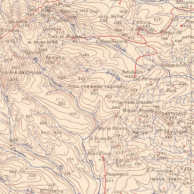 Neves Map Old Map of São Tomé, 1945: São Tomé, Neves, Trindade, Rivers, Mountain ...