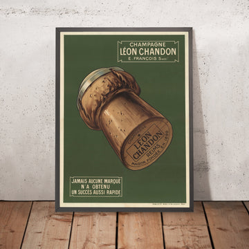 A framed image of Champagne Léon Chandon Vintage Champagne Poster, 1909