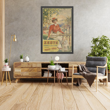 A framed image of Zeste Vintage Lemon Drink Poster by Nicolas Francisco Tamagno, 1904