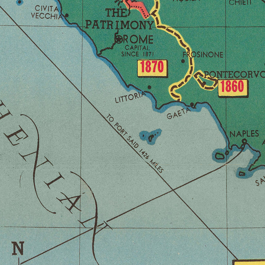 Old Map of "Italy - the Newest Empire" by Sundberg, 1939: WW2, Mussolin, Vs. Roman Empire