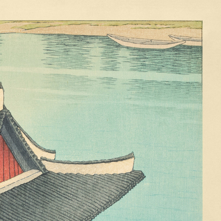 Printemps au Pavillon Pubyong à Pyongyang, Corée par Hasui Kawase 1939 