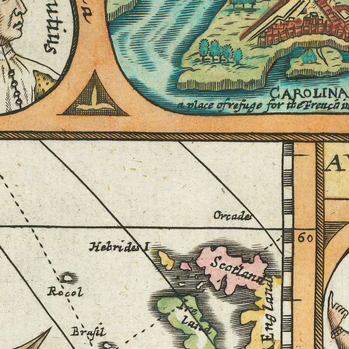 Alte Karte von Amerika von Walton, 1658: Kalifornien als Insel, mythische Meerenge, Carte-à-Figures-Stil