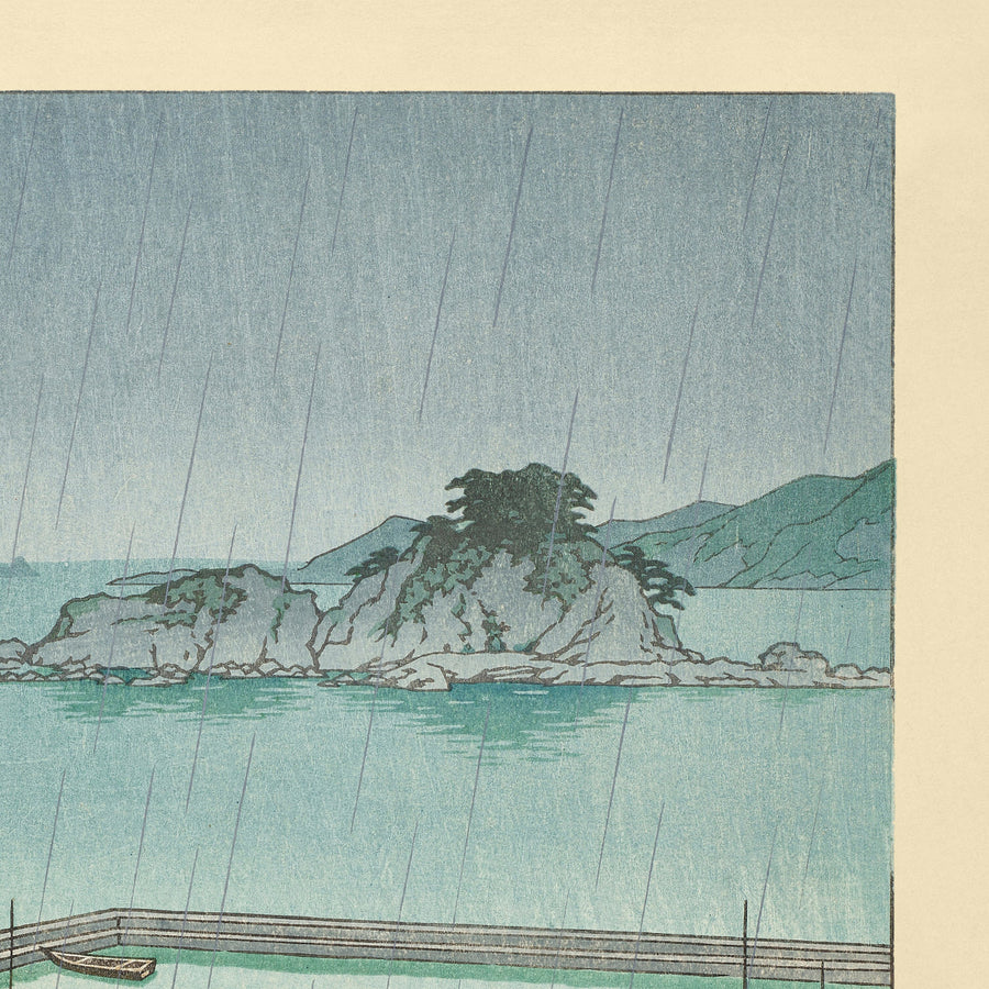 Rainy Coastal Japanese Village by Hasui Kawase 1935