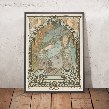 A framed image of Ilsee, Princess of Tripoli by Alphonse Mucha, 1897