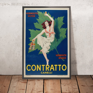 A framed image of Contratto Vintage Vermouth Poster by Leonetto Cappiello, 1925