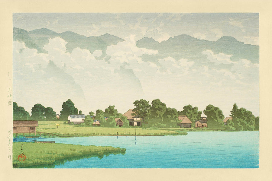 Kizaki Lake in Shinshu by Hasui Kawase 1935