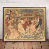 Amants Theatre Poster by Alphonse Mucha, 1895