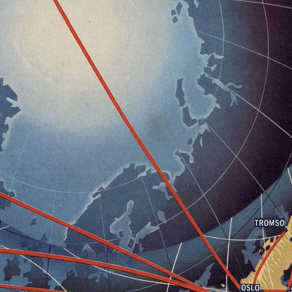 Map In 1960 Old Airline Polar Projection World Map by SAS, 1960: Spiral Design, Gl ...