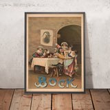 Vintage Bock Beer Poster by Henry Jerome Schile, 1890