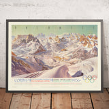 Old Map of Cortina d'Ampezzo, VII Winter Olympics, 1956: Tofane, Cristallo, Misurina, Dolomites, Giau