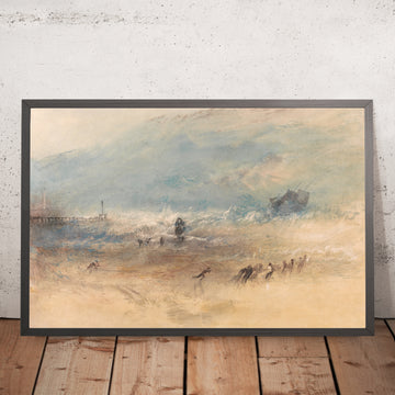 A framed image of Yarmouth Sands by Turner, 1840