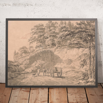 Una imagen enmarcada de Hombre con caballo y carro entrando en una cantera de Turner, 1797