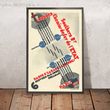 Póster de viaje en tren y barco de Londres a París de Roger de Valerio, 1930 
