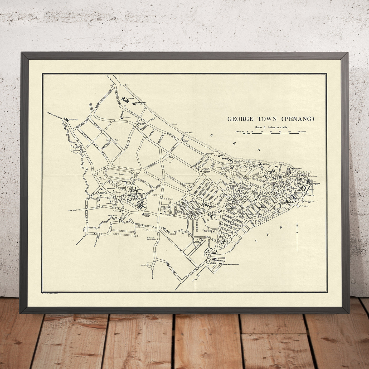 Old City Map of George Town, Penang, Malaysia, 1933: Weld Quay