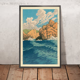 Vagues océaniques à Hachinohe le même jour ensoleillé par Hasui Kawase, 1935 
